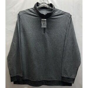 NWT Men's Van Heusen Big‎ & Tall Mock Neck Quarter Zip Twill Sweater Grey 3XLT